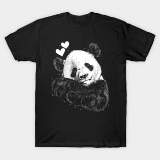 Cute Panda falling in love | Valentine day Panda T-Shirt